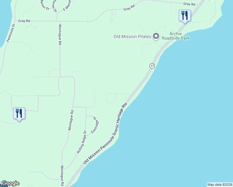 map of restaurants, bars, coffee shops, grocery stores, and more near 1300 Londolyn Terrace North in Traverse City