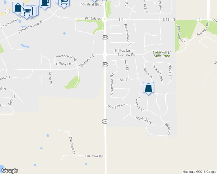 map of restaurants, bars, coffee shops, grocery stores, and more near 1904 Clearwater Road in Waconia