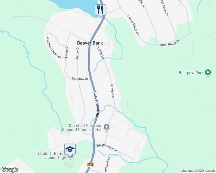 map of restaurants, bars, coffee shops, grocery stores, and more near 100 Trinity Lane in Beaver Bank