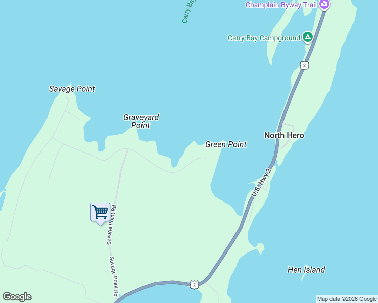 map of restaurants, bars, coffee shops, grocery stores, and more near 341 Green Point Road in North Hero