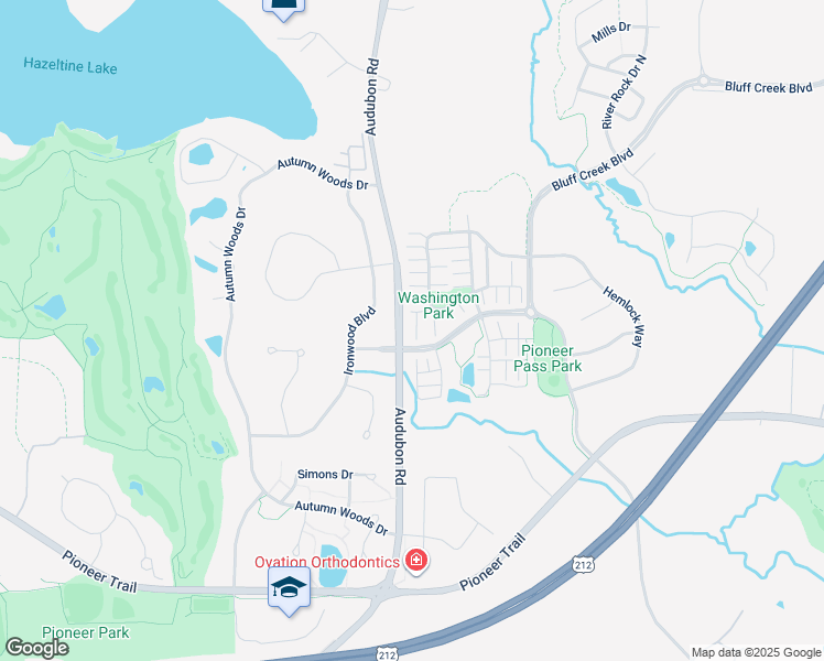 map of restaurants, bars, coffee shops, grocery stores, and more near 9565 Madison Drive in Chanhassen