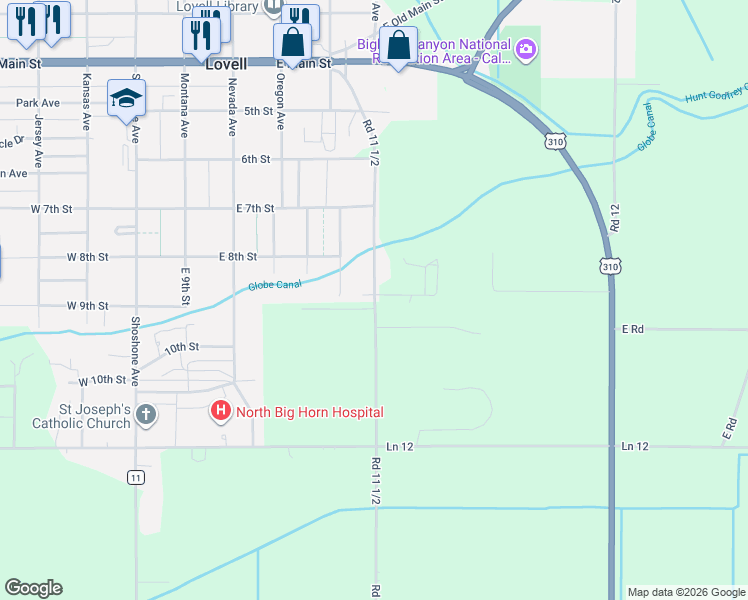 map of restaurants, bars, coffee shops, grocery stores, and more near 1142 County Ln 11 1/2 in Lovell