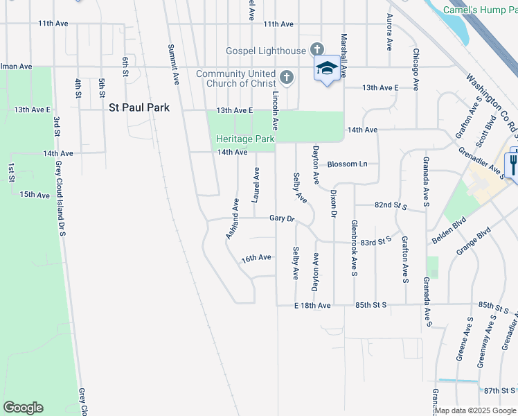 map of restaurants, bars, coffee shops, grocery stores, and more near 1478 Laurel Avenue in Saint Paul Park