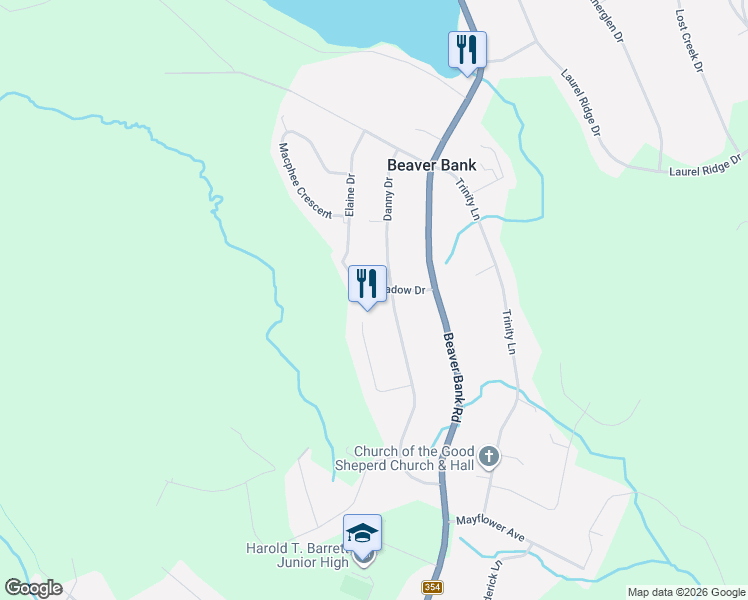 map of restaurants, bars, coffee shops, grocery stores, and more near 42 Meadow Drive in Beaver Bank