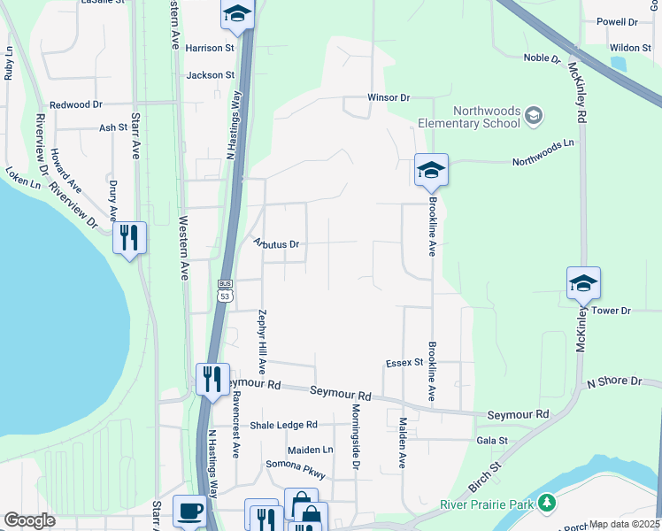 map of restaurants, bars, coffee shops, grocery stores, and more near 1137 Wedgewood Avenue in Eau Claire