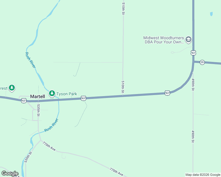 map of restaurants, bars, coffee shops, grocery stores, and more near W5142 US Highway 63 in Spring Valley