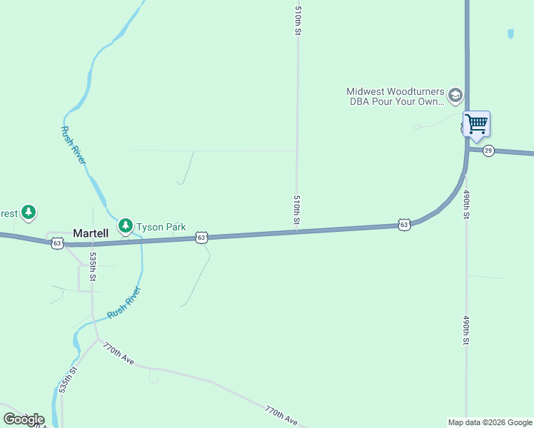 map of restaurants, bars, coffee shops, grocery stores, and more near W5142 US Highway 63 in Spring Valley