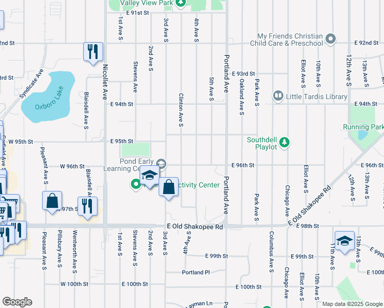 map of restaurants, bars, coffee shops, grocery stores, and more near 9532 4th Avenue South in Minneapolis