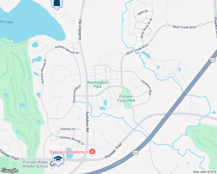 map of restaurants, bars, coffee shops, grocery stores, and more near 9590 Washington Boulevard in Chanhassen