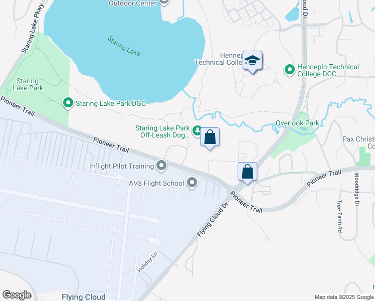 map of restaurants, bars, coffee shops, grocery stores, and more near 13600 Pioneer Trail in Eden Prairie