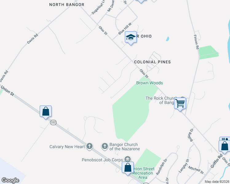 map of restaurants, bars, coffee shops, grocery stores, and more near 113 Yankee Avenue in Bangor