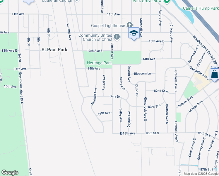 map of restaurants, bars, coffee shops, grocery stores, and more near 1478 Laurel Avenue in Saint Paul Park
