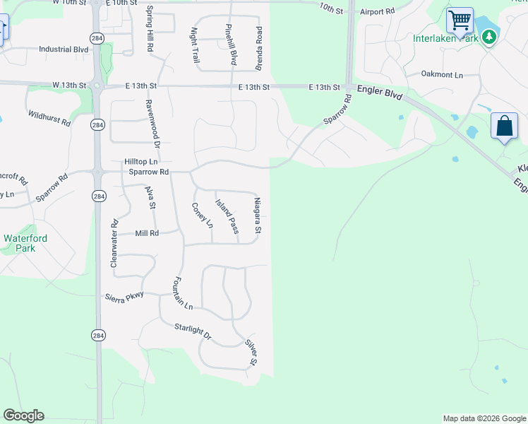 map of restaurants, bars, coffee shops, grocery stores, and more near 1709 Niagara Street in Waconia