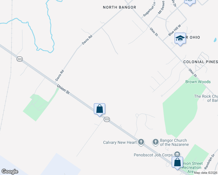 map of restaurants, bars, coffee shops, grocery stores, and more near 1655-1827 Union Street in Bangor