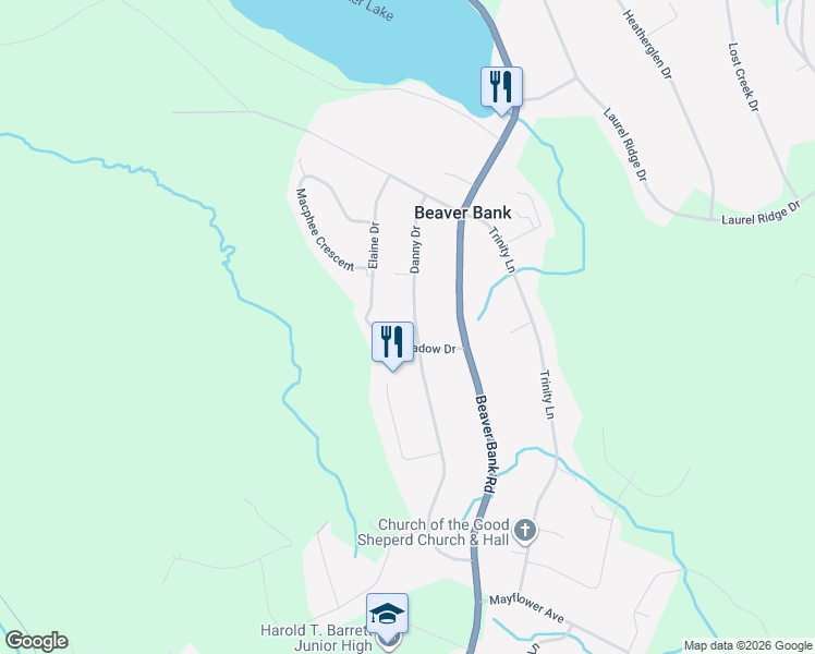 map of restaurants, bars, coffee shops, grocery stores, and more near 184 Danny Drive in Beaver Bank