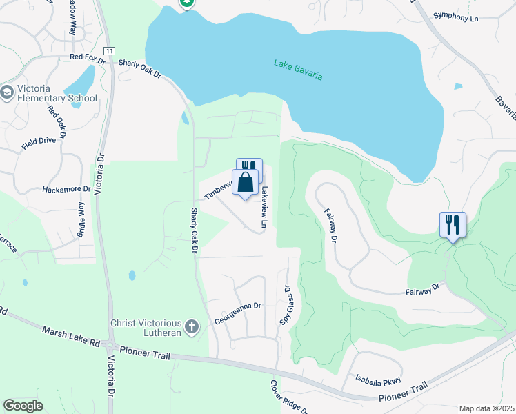 map of restaurants, bars, coffee shops, grocery stores, and more near 9500 Lakeview Circle in Chaska