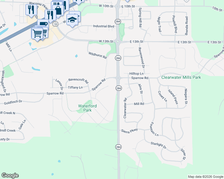 map of restaurants, bars, coffee shops, grocery stores, and more near 22 Alva Court in Waconia