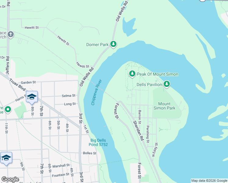 map of restaurants, bars, coffee shops, grocery stores, and more near 103 Simon Court in Eau Claire