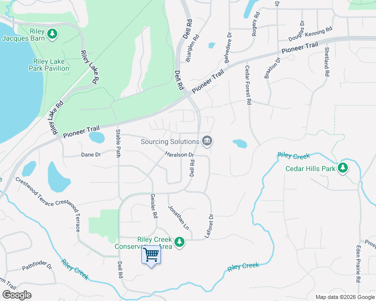 map of restaurants, bars, coffee shops, grocery stores, and more near 9445 Marshall Road in Eden Prairie