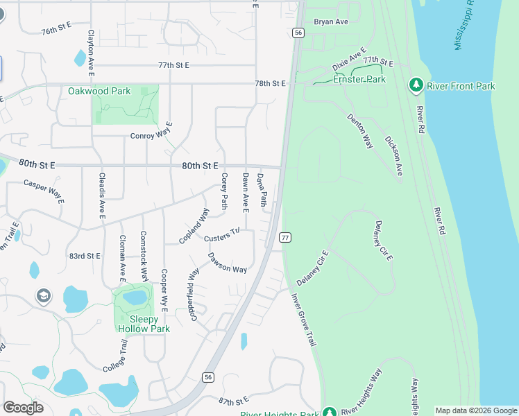 map of restaurants, bars, coffee shops, grocery stores, and more near 8097 Dana Path in Inver Grove Heights