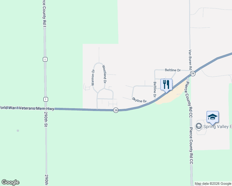 map of restaurants, bars, coffee shops, grocery stores, and more near 940 Cardinal Drive in Spring Valley