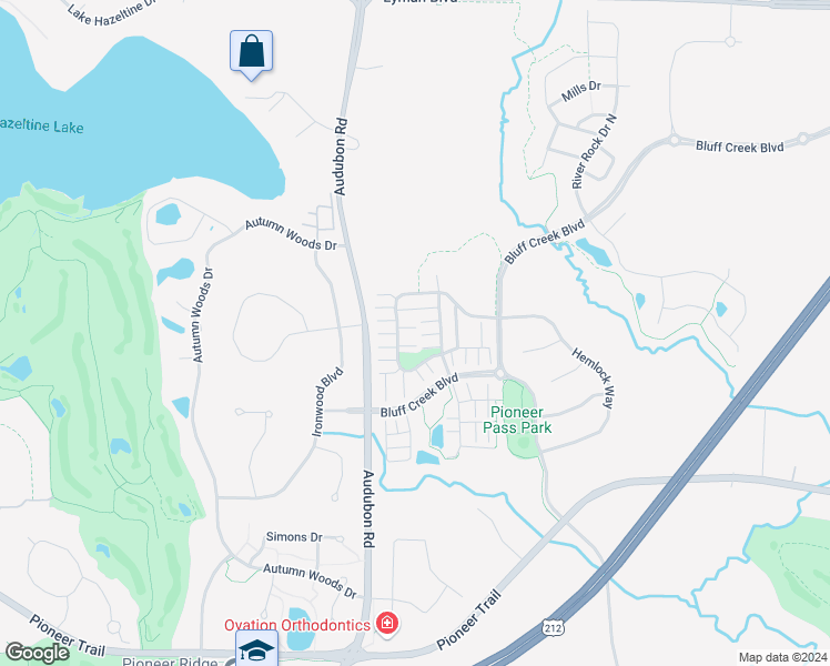 map of restaurants, bars, coffee shops, grocery stores, and more near 9540 Washington Boulevard in Chanhassen