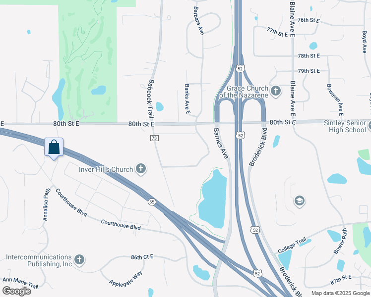 map of restaurants, bars, coffee shops, grocery stores, and more near 8150 Barbara Avenue East in Inver Grove Heights