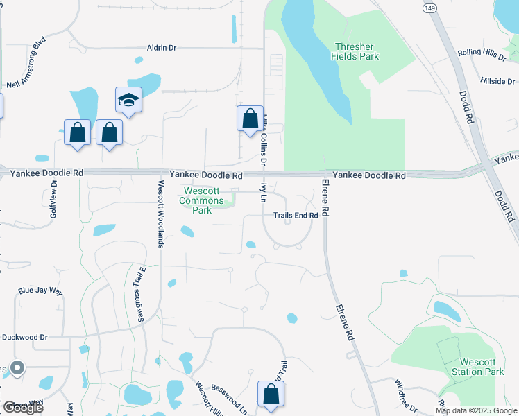 map of restaurants, bars, coffee shops, grocery stores, and more near 3437 Ivy Lane in Eagan