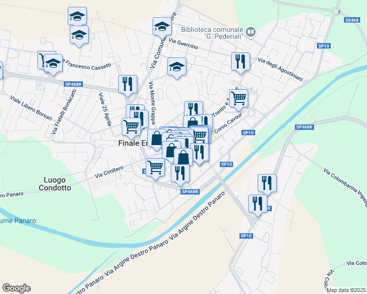 map of restaurants, bars, coffee shops, grocery stores, and more near 1D Vicolo Giovan Battista Bricci in Finale Emilia