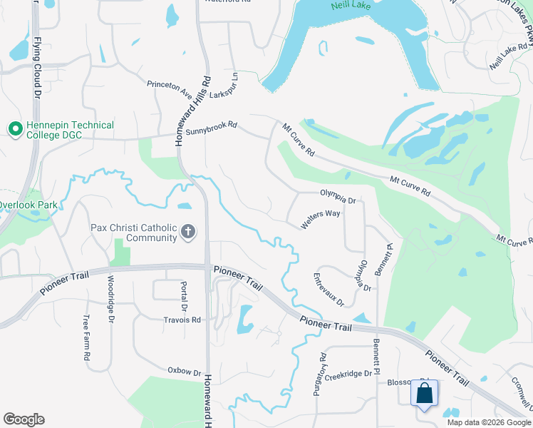 map of restaurants, bars, coffee shops, grocery stores, and more near Welters Way in Eden Prairie