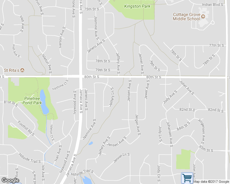 map of restaurants, bars, coffee shops, grocery stores, and more near 8093 Jeffery Lane South in Cottage Grove