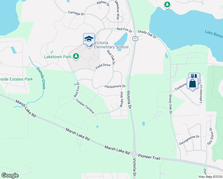 map of restaurants, bars, coffee shops, grocery stores, and more near 1525 Hackamore Drive in Victoria