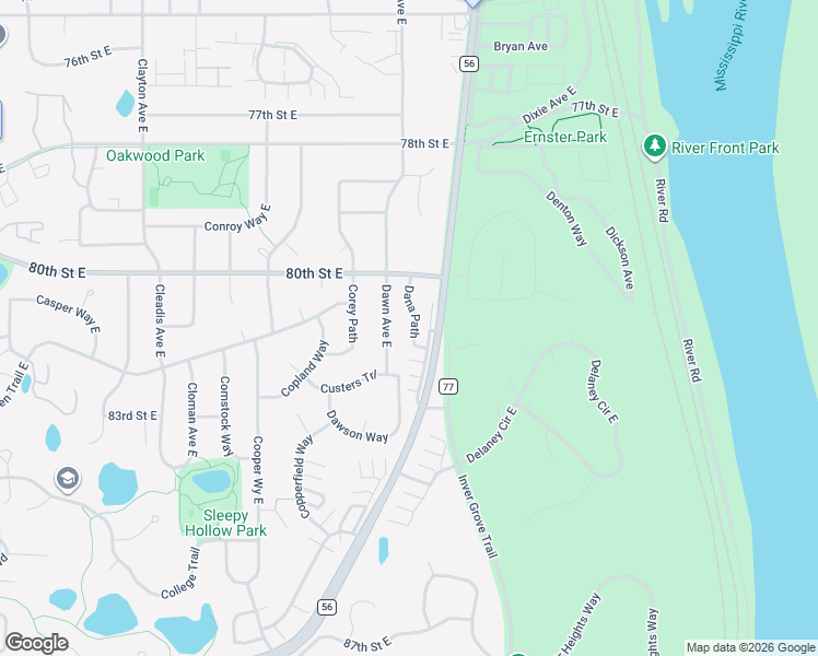 map of restaurants, bars, coffee shops, grocery stores, and more near 8097 Dana Path in Inver Grove Heights