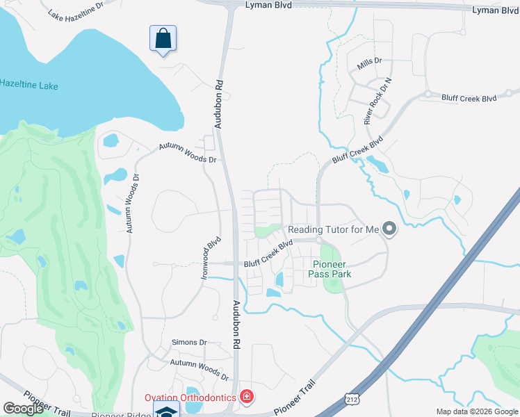 map of restaurants, bars, coffee shops, grocery stores, and more near 1949 Commonwealth Boulevard in Chanhassen