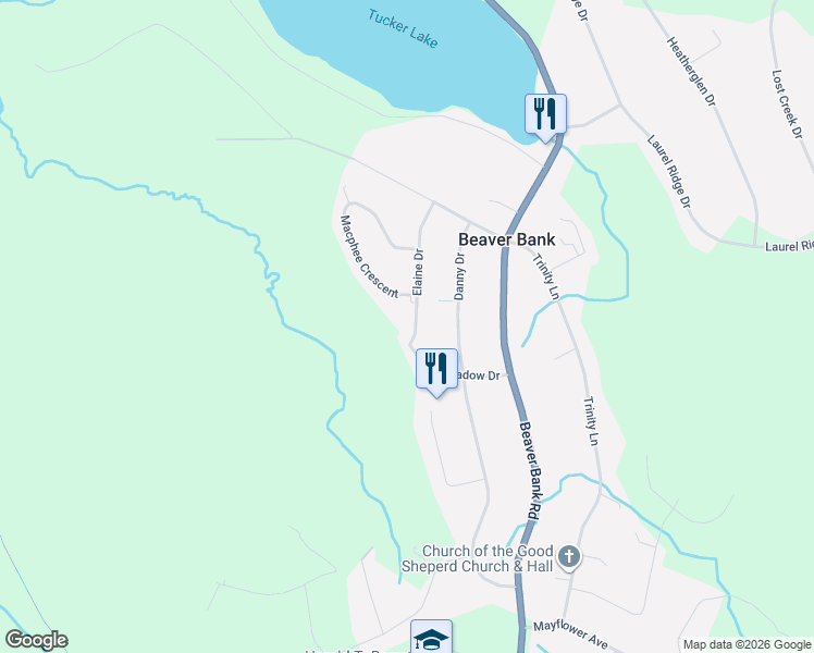 map of restaurants, bars, coffee shops, grocery stores, and more near 2 Elaine Drive in Beaver Bank