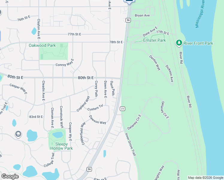 map of restaurants, bars, coffee shops, grocery stores, and more near 8097 Dana Path in Inver Grove Heights