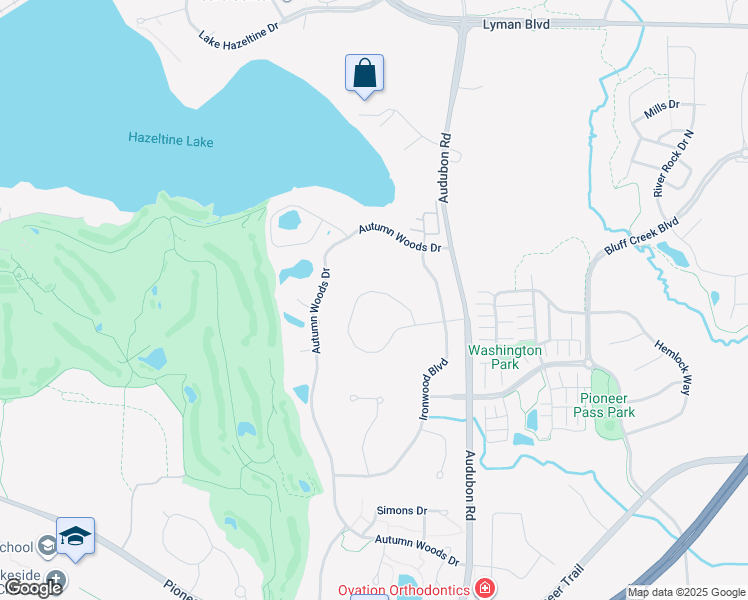 map of restaurants, bars, coffee shops, grocery stores, and more near 3070 Autumn Woods Drive in Chaska