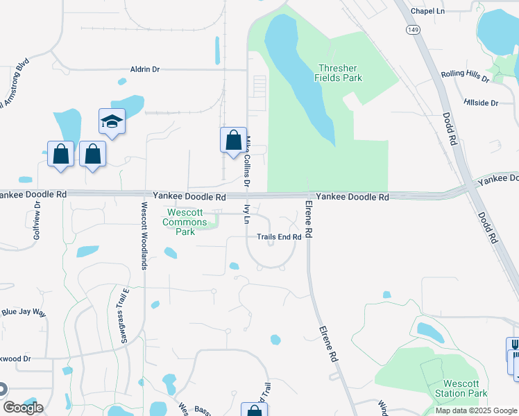 map of restaurants, bars, coffee shops, grocery stores, and more near 834 Wescott Square in Eagan