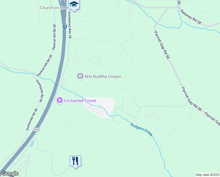 map of restaurants, bars, coffee shops, grocery stores, and more near 8497 Valley Way Southeast in Turner