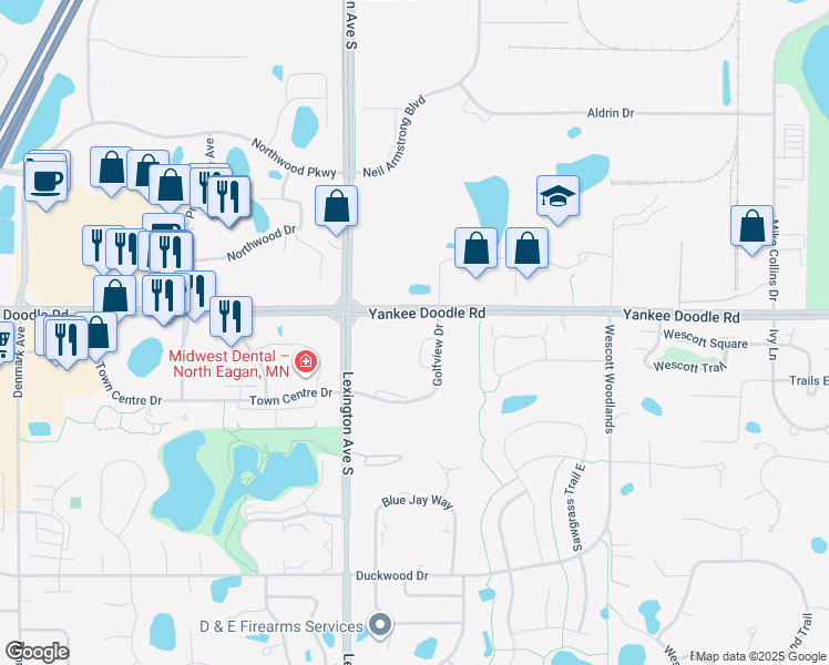 map of restaurants, bars, coffee shops, grocery stores, and more near in Eagan