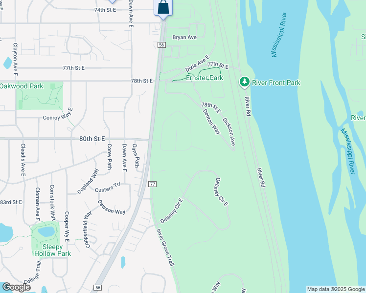 map of restaurants, bars, coffee shops, grocery stores, and more near 7999 Dempsey Way in Inver Grove Heights