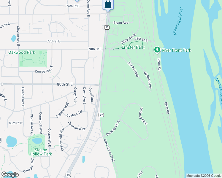 map of restaurants, bars, coffee shops, grocery stores, and more near 8003 Delano Circle East in Inver Grove Heights