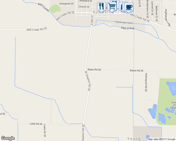map of restaurants, bars, coffee shops, grocery stores, and more near 9120 Bates Rd SE in Aumsville