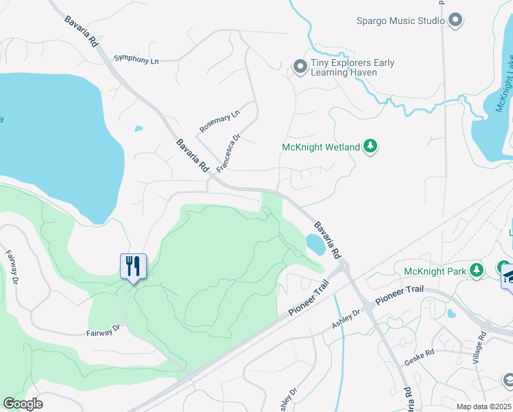 map of restaurants, bars, coffee shops, grocery stores, and more near 1155 Gallery Lane in Chaska