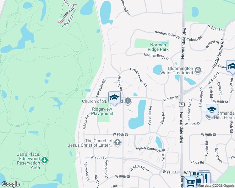map of restaurants, bars, coffee shops, grocery stores, and more near 9336 Nesbitt Road in Minneapolis