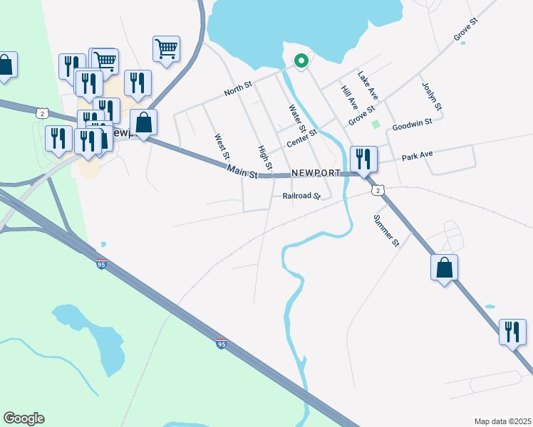 map of restaurants, bars, coffee shops, grocery stores, and more near 12 South Street in Newport
