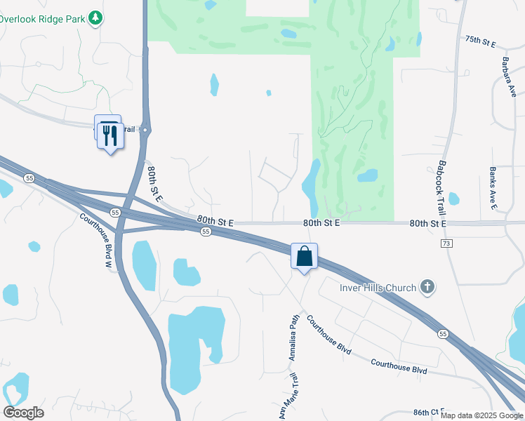 map of restaurants, bars, coffee shops, grocery stores, and more near 7900 Austin Way in Inver Grove Heights
