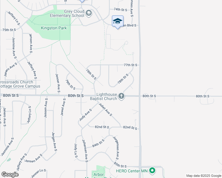 map of restaurants, bars, coffee shops, grocery stores, and more near 9745 78th Street South in Cottage Grove