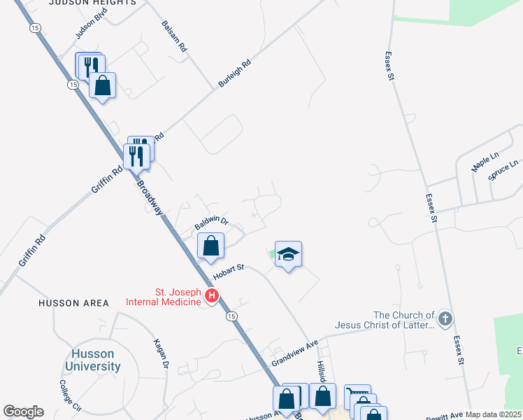 map of restaurants, bars, coffee shops, grocery stores, and more near 10 Cortland Circle in Bangor