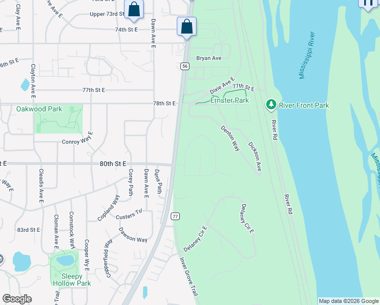 map of restaurants, bars, coffee shops, grocery stores, and more near 7917 Dempsey Way in Inver Grove Heights